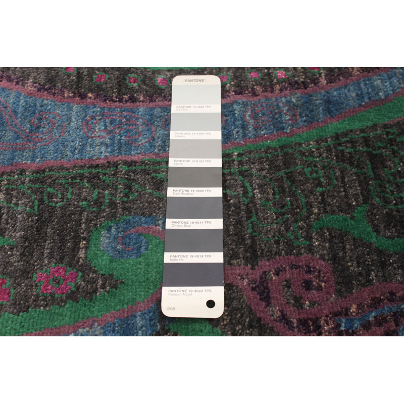 Tapis unique en laine noué à la main gris foncé 4 pi x 6 pi 3 po New Age Lahore
