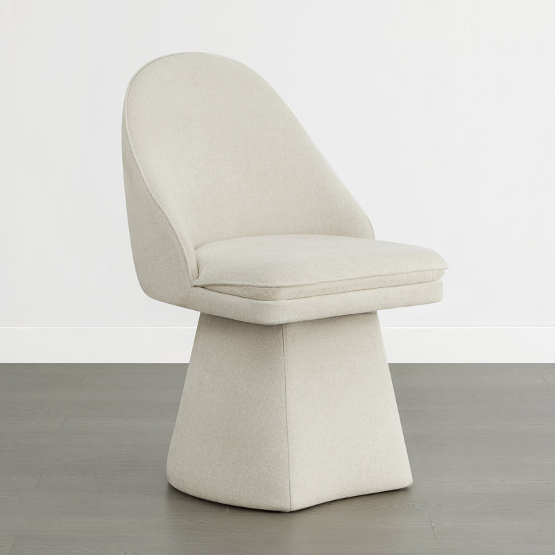 Chaise rembourrée pivotante en tissu Lomena, Lin lin