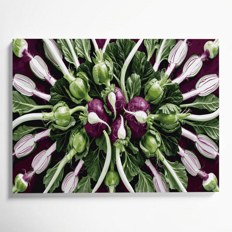 Légumes, art mural sur toile noir chou-rave, H 11 po x l 14 po