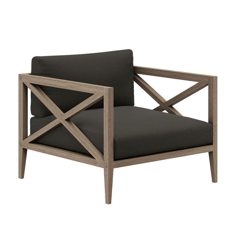 Fauteuil d'extérieur en teck Northlake, Gris
