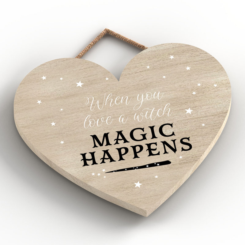 When You Love a Witch Wooden Heart Plaque, 16cm H x 17cm W x 0.9cm D