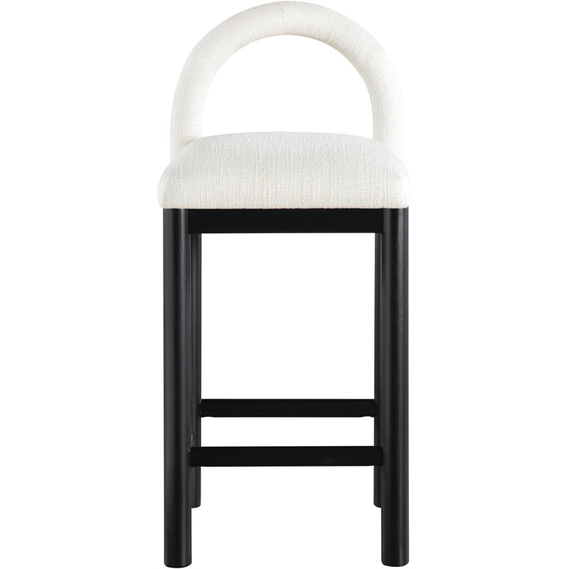 Tabouret de comptoir Conrad, Siège en tissu crème / cadre noir