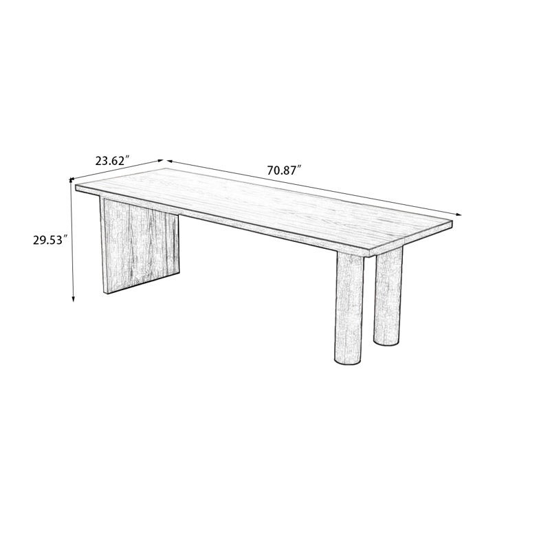 Bureau rectangulaire en bois massif noyer clair, H 29,53 po x l 70,87 po x P 23,62 po
