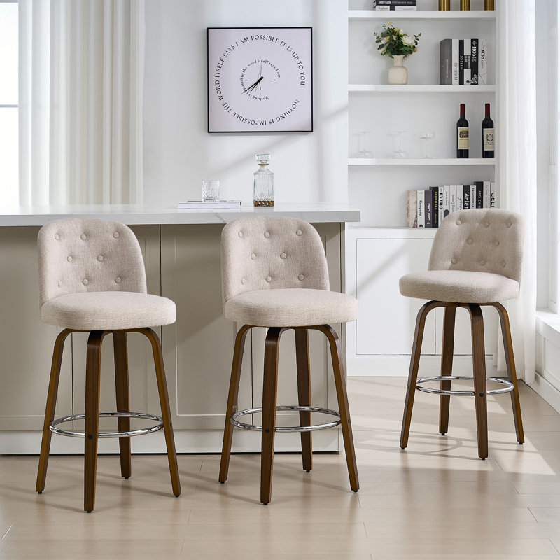 Tabouret de bar et de comptoir pivotant rembourré, Beige, 3, Tabouret de bar (siège d'une hauteur de 29 po)