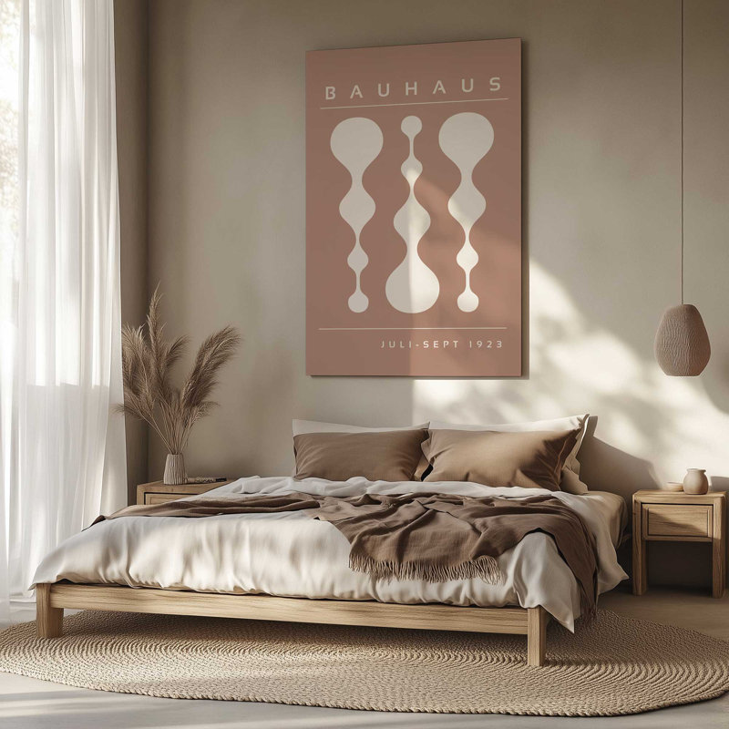 «Midnight Retro Bauhaus», reproduction sur toile encadrée, H 36,75 po x l 24,75 po, Taupe chaleureux, Toile tendue