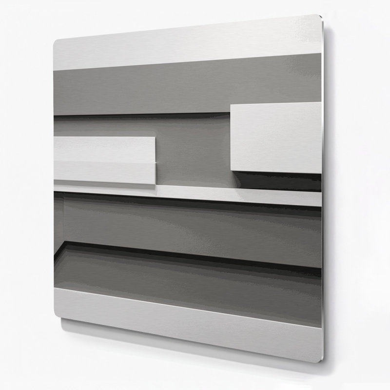 Minimalisme 12, art mural gris en métal, 32" H x 32" W