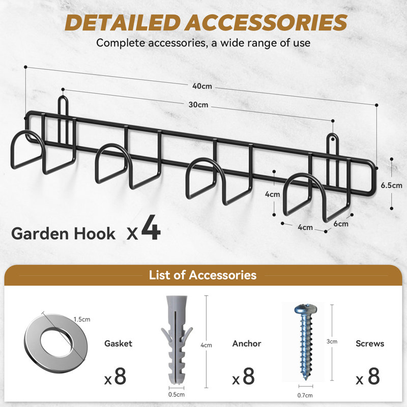 Support de rangement mural pour outils de jardin sur rangement de rangement pour outils de jardin avec poignée