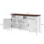Buffet de 58 po, armoire de rangement blanche antique avec tablettes réglables et portes de grange, table basse de bar multifonctionnelle pour l'entrée de la salle à manger, blanc