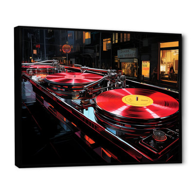 Mauve et noir, Platines vinyle - Reproduction d'art sur toile encadrée