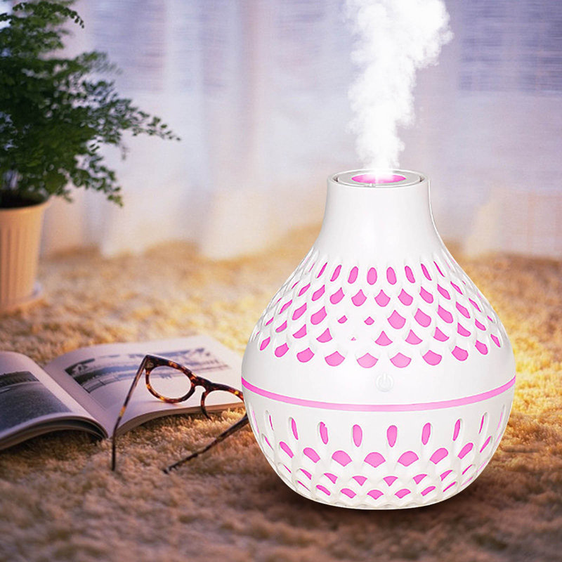 Mini-humidificateur à diffuseur de grain de bois 200 ML pour bureau et maison, White
