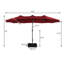 Parasol de marché extérieur à double face avec base 36 lumières à DEL avec couvercle Kirkbride 181 po x 106 po-758590128