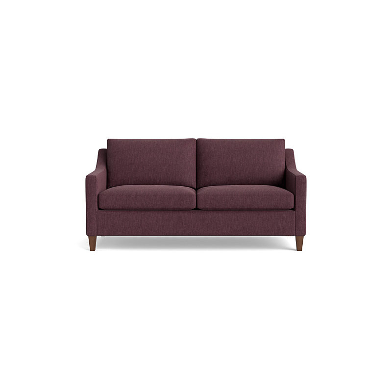 Vera Loveseat (70"), Walnut Finish (Angled), Performance Weave - Aubergine