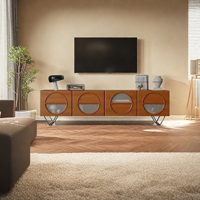 Ensemble de meuble télé et table basse en bois et verre