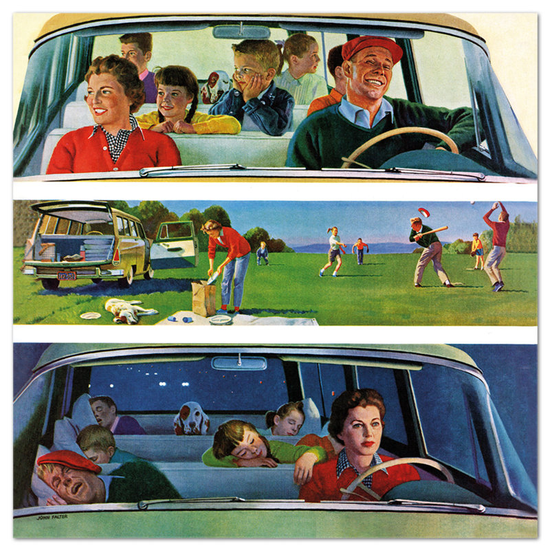 Picnic, Prima Durante e Dopo - Square Painting on Vetro Acrilico Plexi, 70cm H x 70cm W