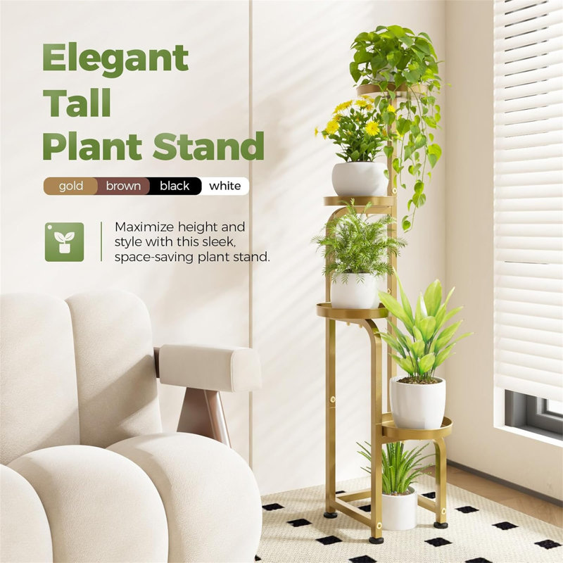 Support de plante d'angle pour pots multiples - Maximisez votre espace intérieur et extérieur - Or brillant, Doré