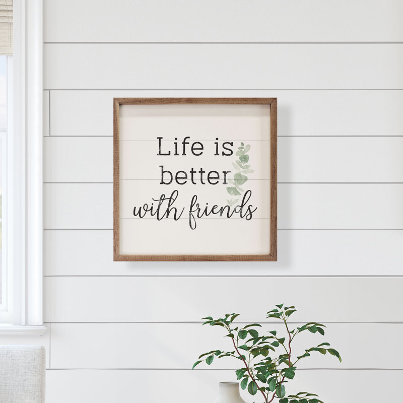 «Life Is Better With Friends», verdure, blanc, H 16 po x l 16 po x P 1 po