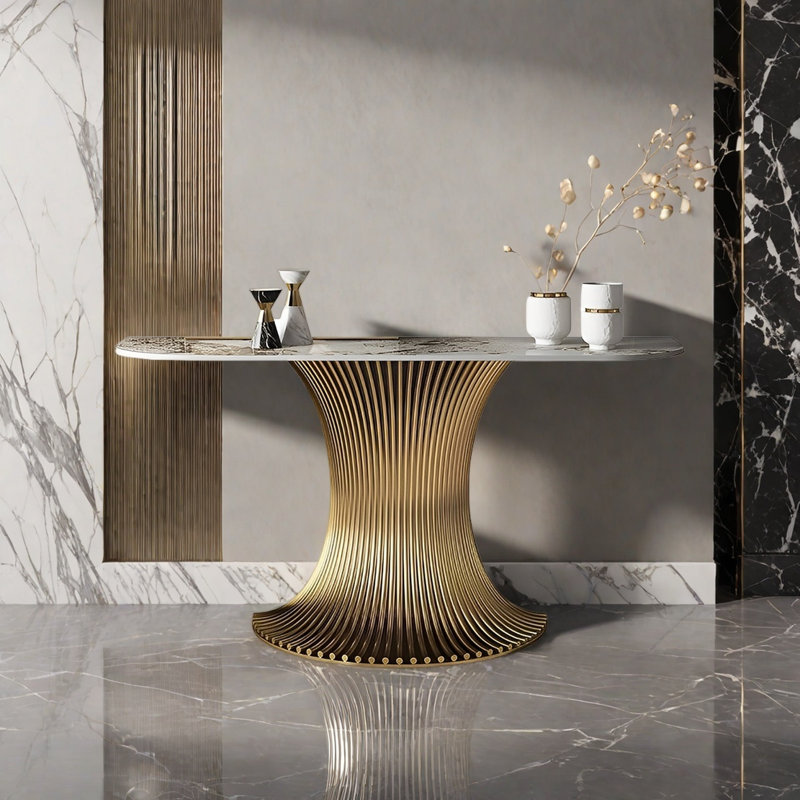 Console Modern Luxury Art, H 33,46 po x l 62,99 po x P 15,75 po, Argent argent