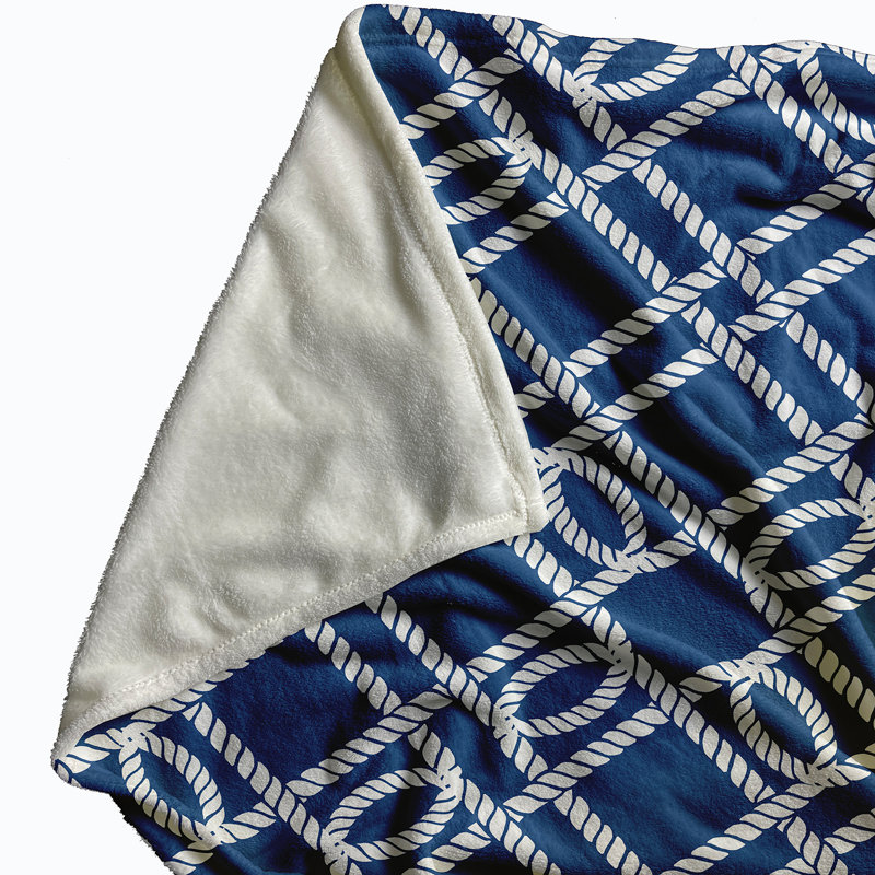 Jeté à motif géométrique Nautical Nights, L 60 po x l 50 po x P 0,5 po, Bleu