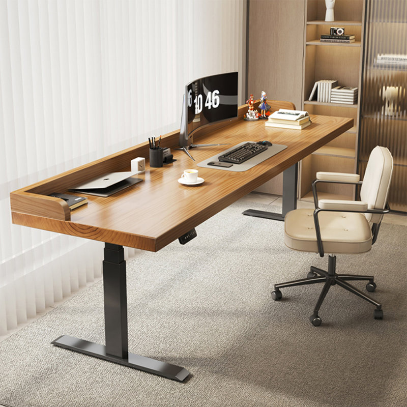 Bureaux rectangulaires en bois massif brun, 53.15" H x 62.99" W x 27.56" D