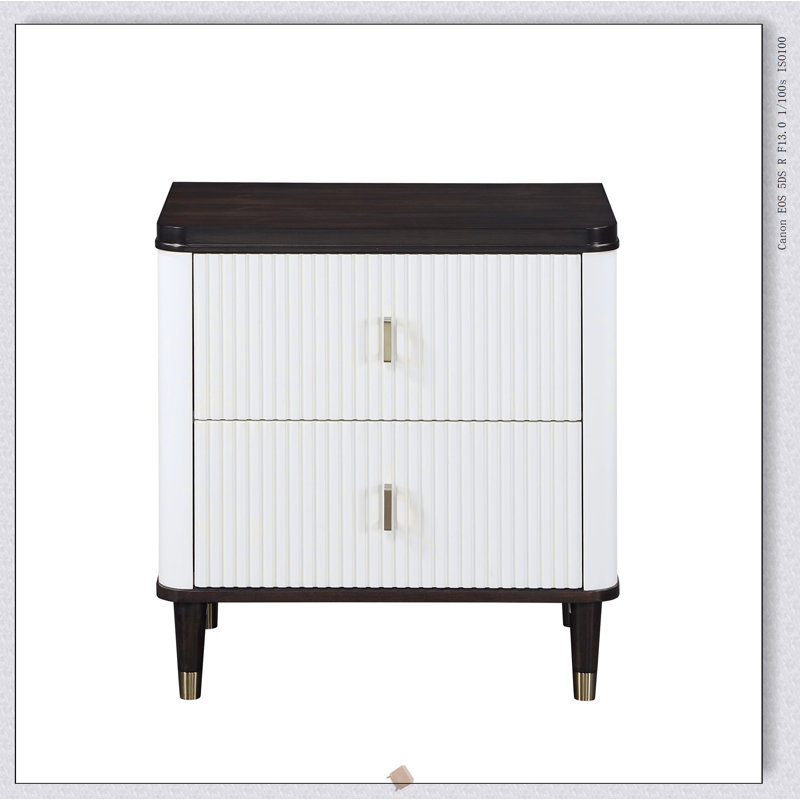 Table de chevet 2 tiroirs avec port USB pour un rangement élégant et fonctionnel dans la chambre à coucher