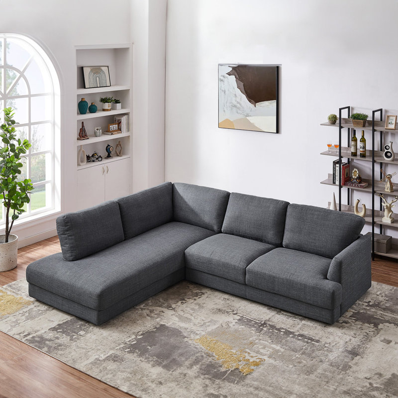 Glander Grey Fabric Left-Facing Sectional Sofa