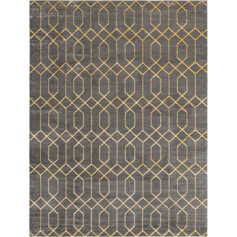 Tapis gris / doré Glam, Rectangle 10 pi x 13 pi 1 po