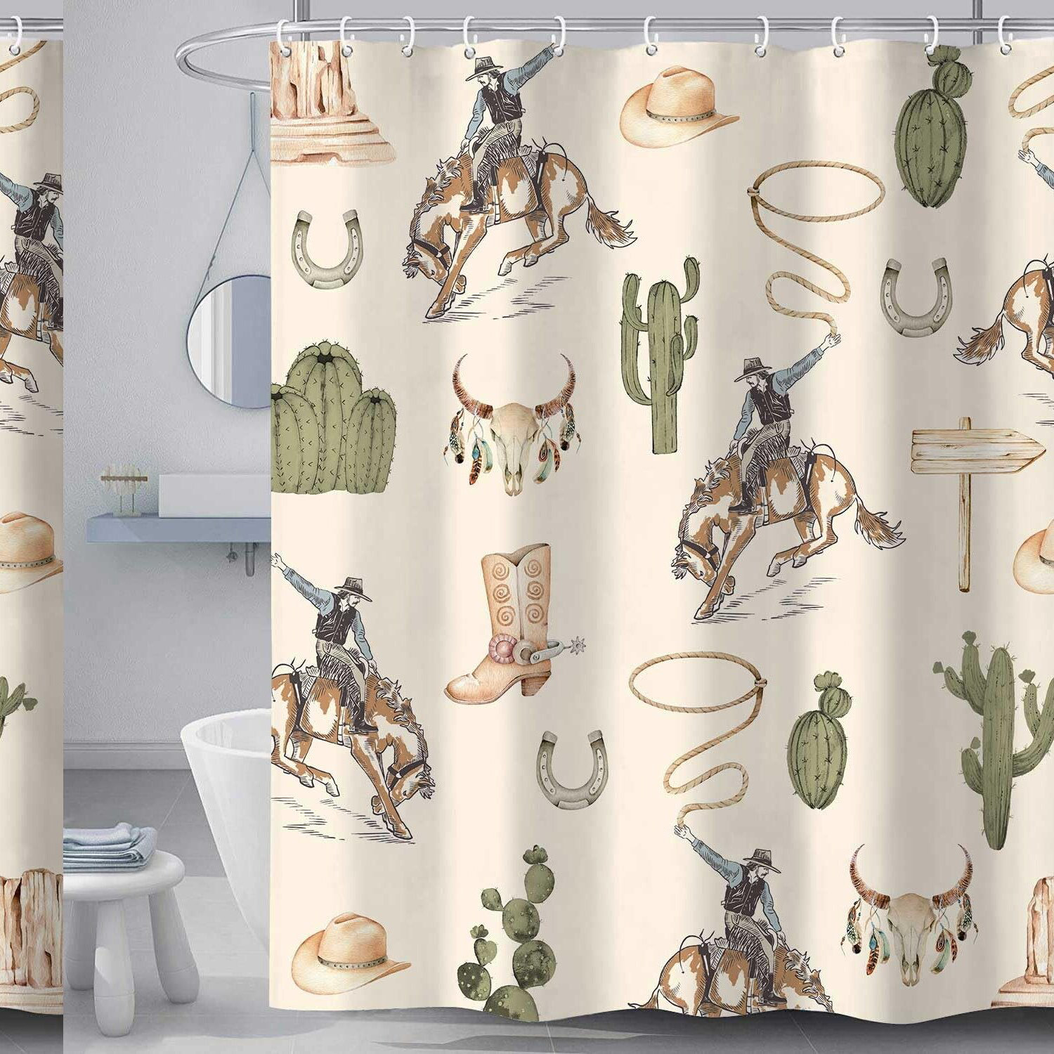 Cowboy Noël Fer à Cheval Avec Symboles De Vacances. Illustration