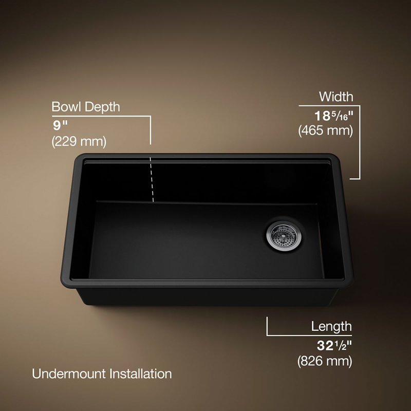 Billings 32-1/2 In. Undermount Single-Bowl Kitchen Sink, Matte Black