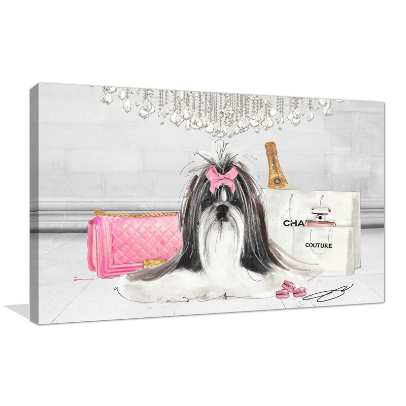 " Fashionista Shih Tzu (Horizontal) " by By Jodi, Wrapped Canvas, 28" H x 48" W x 1.5" D