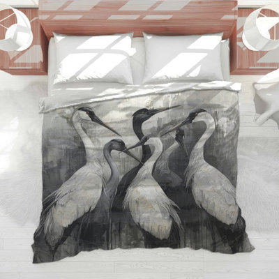 Cranes In Gray Tones Comforter