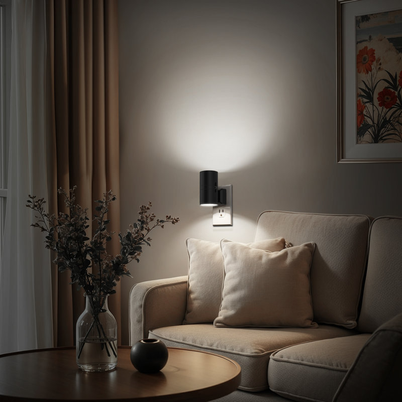 2 Pcs Black Cool White 5000K Cylinder Night Light With Dimmer