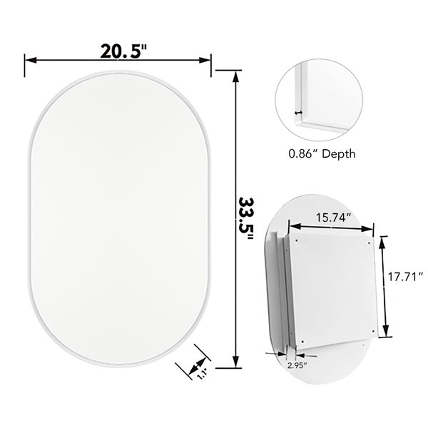 Red Barrel Studio Oval Recessed Medicine Cabinet With Mirror And ...