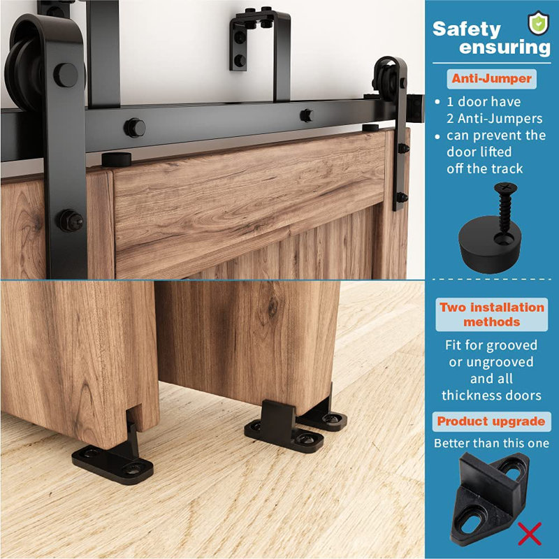 Black Double Bypass Sliding Barn Door Hardware Kit