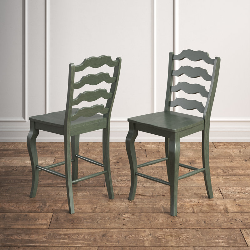 Fortville Solid Wood Counter/Bar Stool, Antique Sage, Counter Stool (24.21” Seat Height)