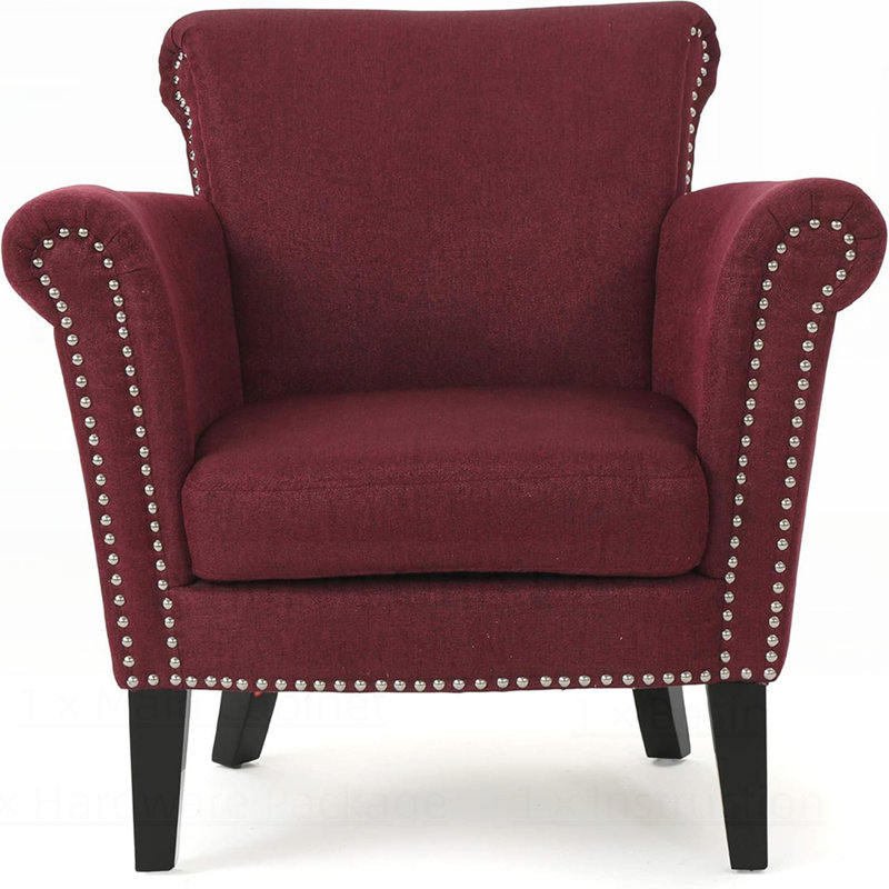 Hannon Upholstered Armchair, Wine Polyester Blend