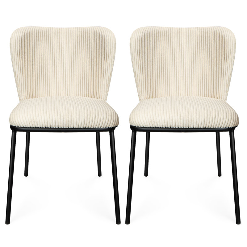 18.8'' H Tufted Fabric Upholstered Metal Side Chair, Beige