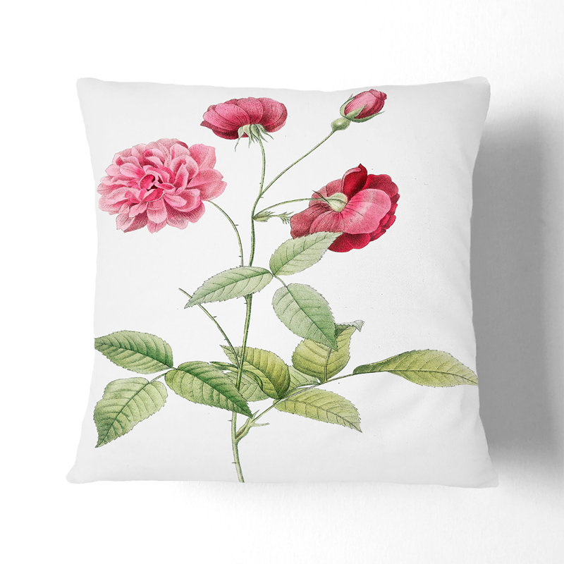 Floral Square Cushion, 55cm H x 55cm W x 20cm D, White