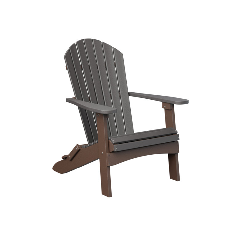 Berlin Gardens Comfo Back Folding Adirondack Chair, Smoke Gray/Chocolate Brown
