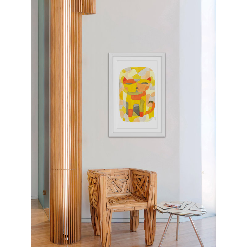 Chat 1, reproduction d'art, H 36 po x l 24 po, Cadre blanc