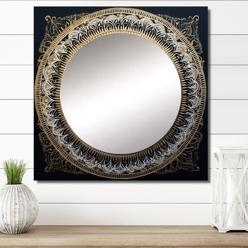 Orlee - Art mural miroir de salon carré Boho Mandala, 23 po x 23 po