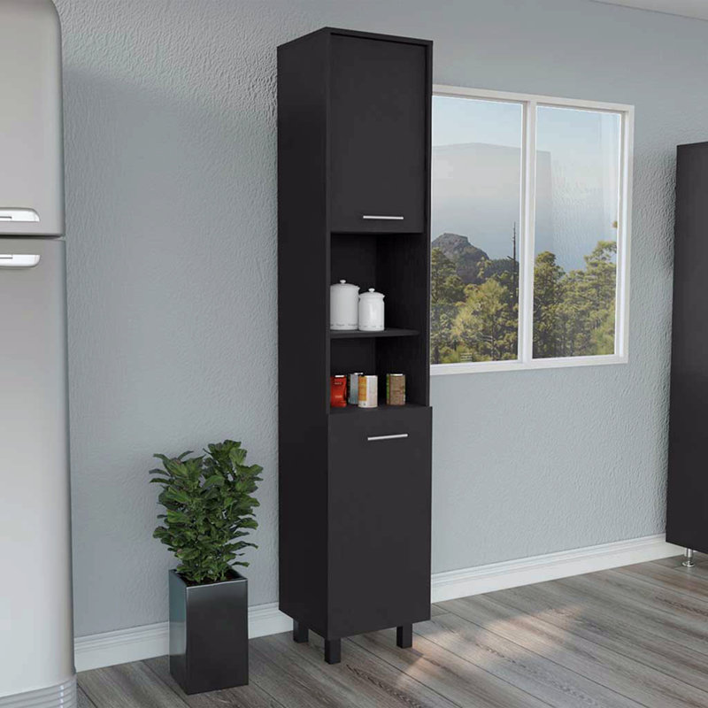 Armoire garde-manger Almada, trois tablettes intérieures, Noir