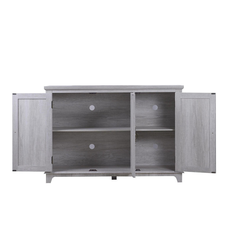 49.33" X 15.55" Spacious Size Countertop Sideboard With 3 Mirrored Doors Adjustable Shelves Buffet Cabinet, Storage Cabinet For Living Room, Bedroom, Dinning Room, Kitchen, Hallway Closet