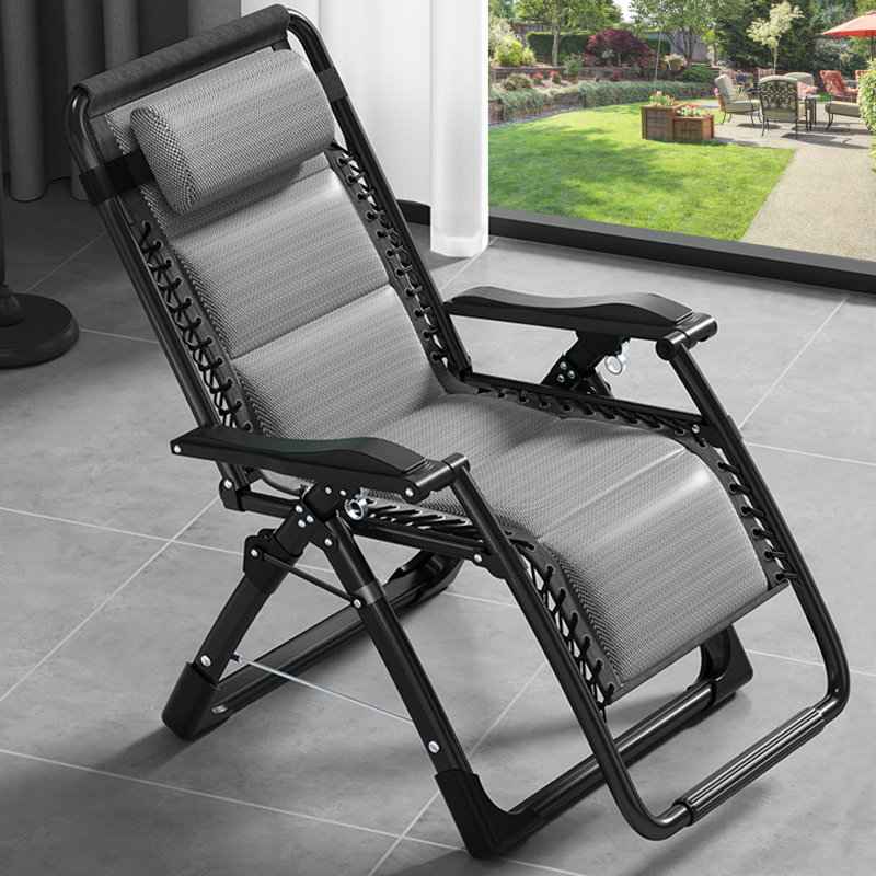 Fauteuil inclinable, inclinable et rembourré avec repose-tête Daisie Ice Silk Dity, Gris