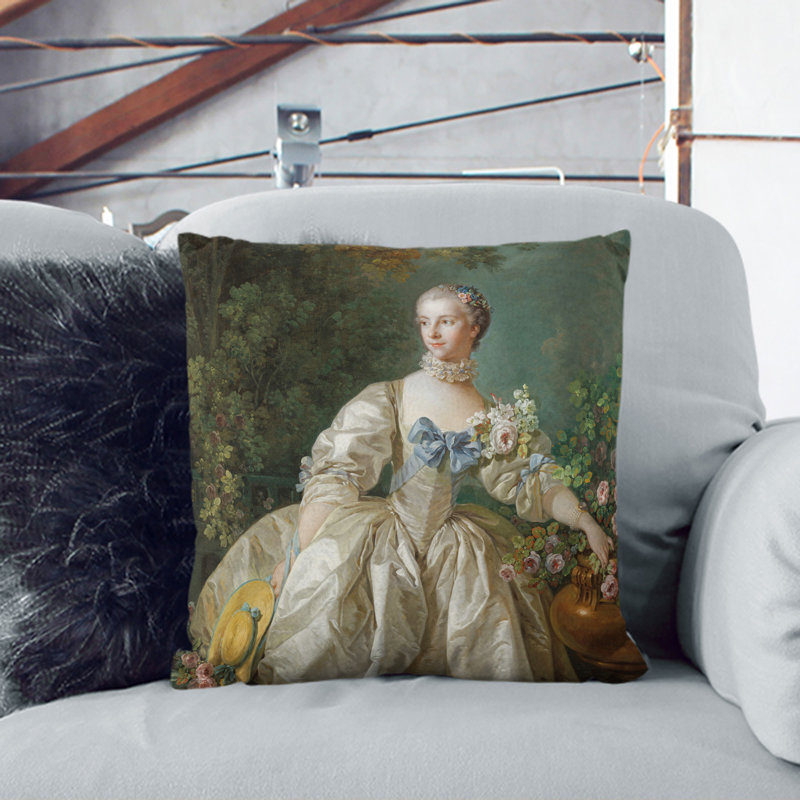 Madame Bergeret Square Throw Cushion, 55cm H x 55cm W x 20cm D, Black