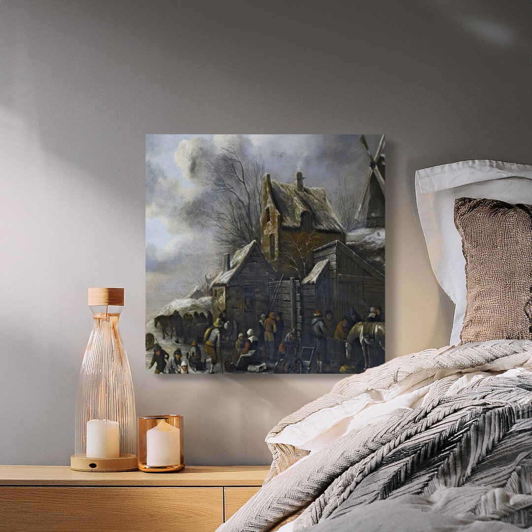 Winter Landscape Canvas Wall Art, Dutch Masters Painting, Gallery Wrapped Print, Ready to Hang, Archival Quality, Modern Decor