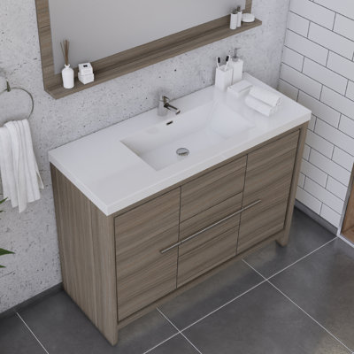 Feike 48'' Single Bathroom Vanity with Solid Surface Top