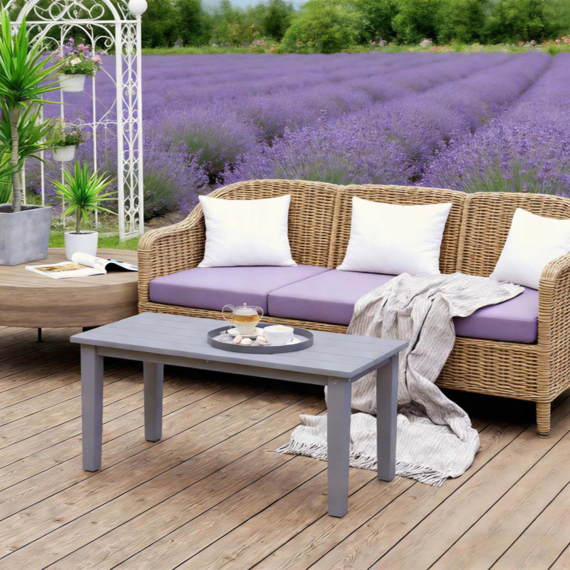 Outdoor Table,Rectangle Outdoor Coffee Table, Grey