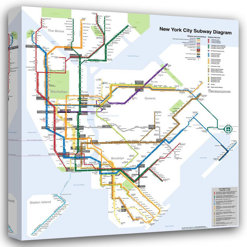 Schéma du métro de New York, H 39 po x l 36 po