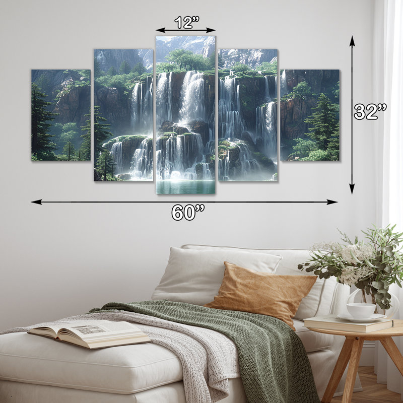 Claypoole - Ensemble de 5 décorations murales en cascade, H 32 po x l 60 po