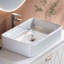 Meuble-lavabo suspendu contemporain de 80 cm (31,5 pouces) avec lavabo en céramique et rangement, idéal pour les petits espaces.